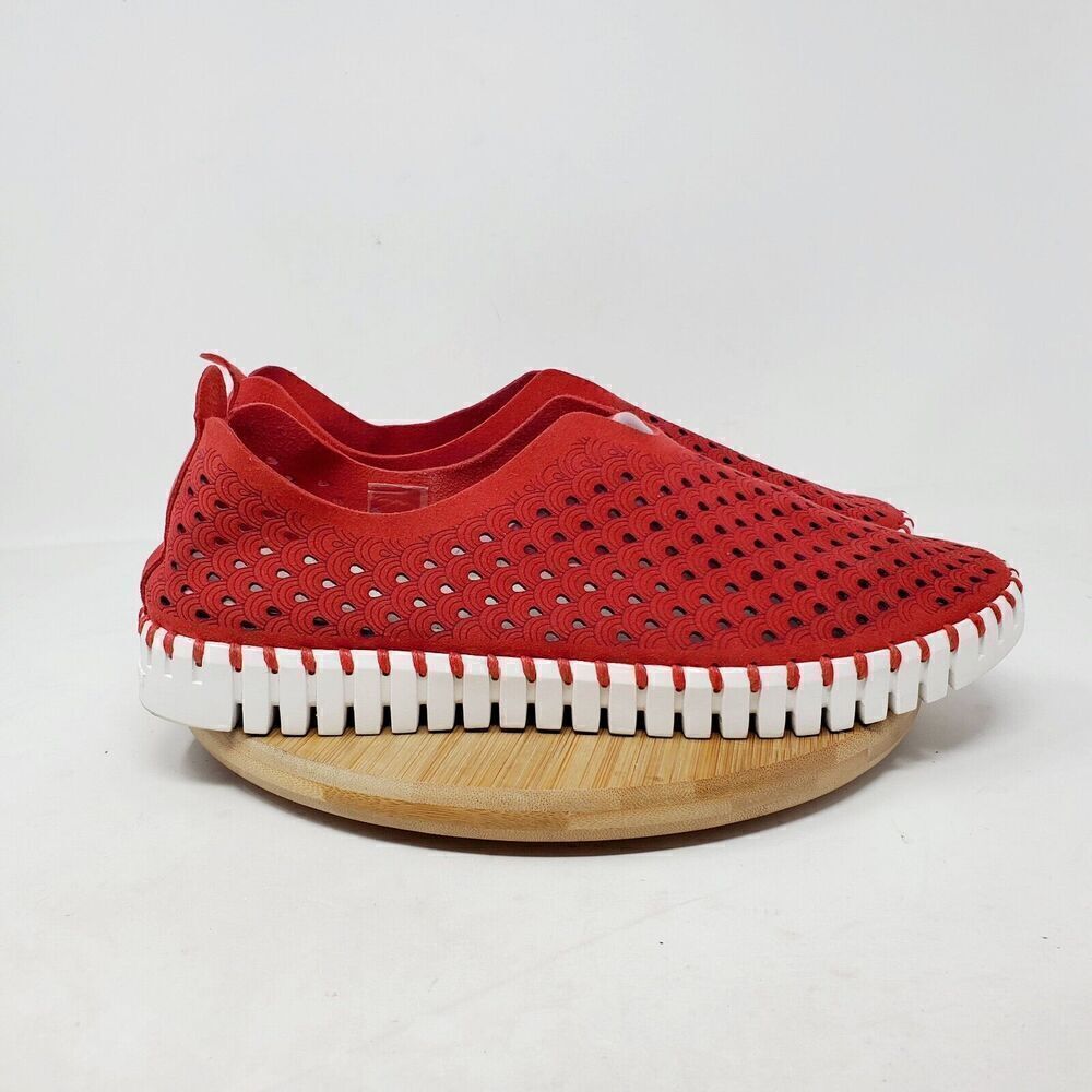 Ilse Jacobsen Tulip 139 Shoes Womens 41‎ Red Slip On Loafer Sneaker - Picture 7 of 11